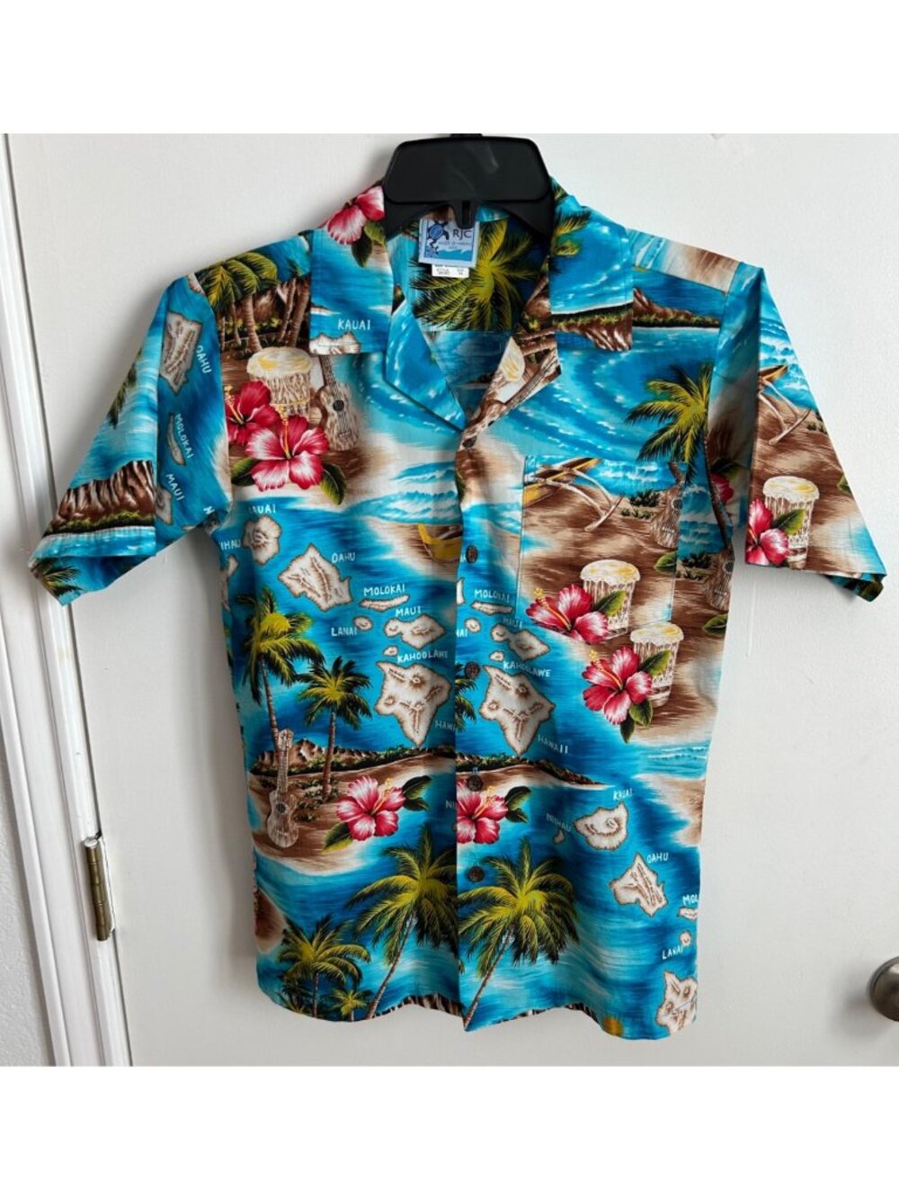 RJC Hawaiian Islands Aloha Tropical Button-Up Shirt Size 14